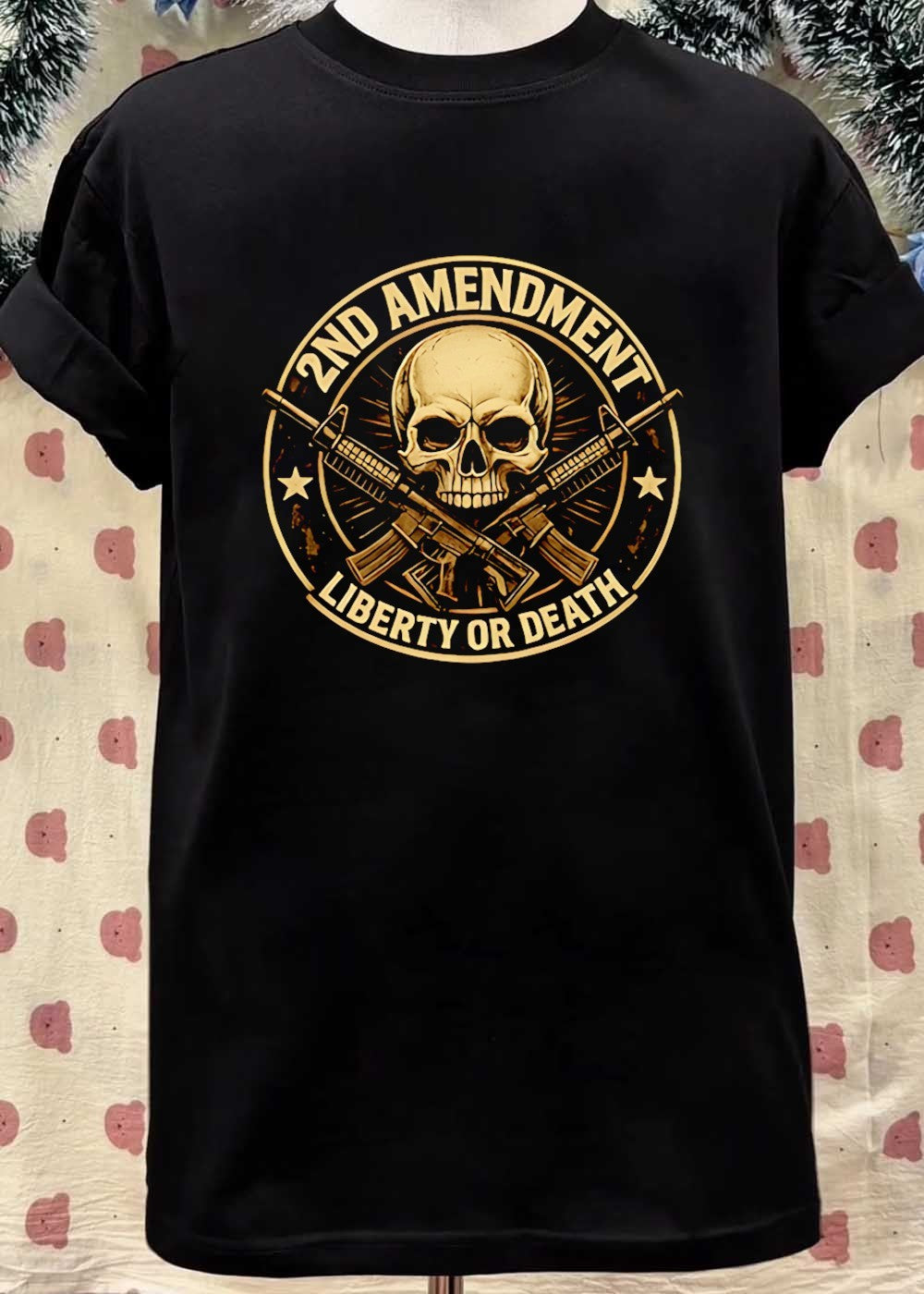 2nd Amendment Skull Rifle Liberty or Death T-Shirt