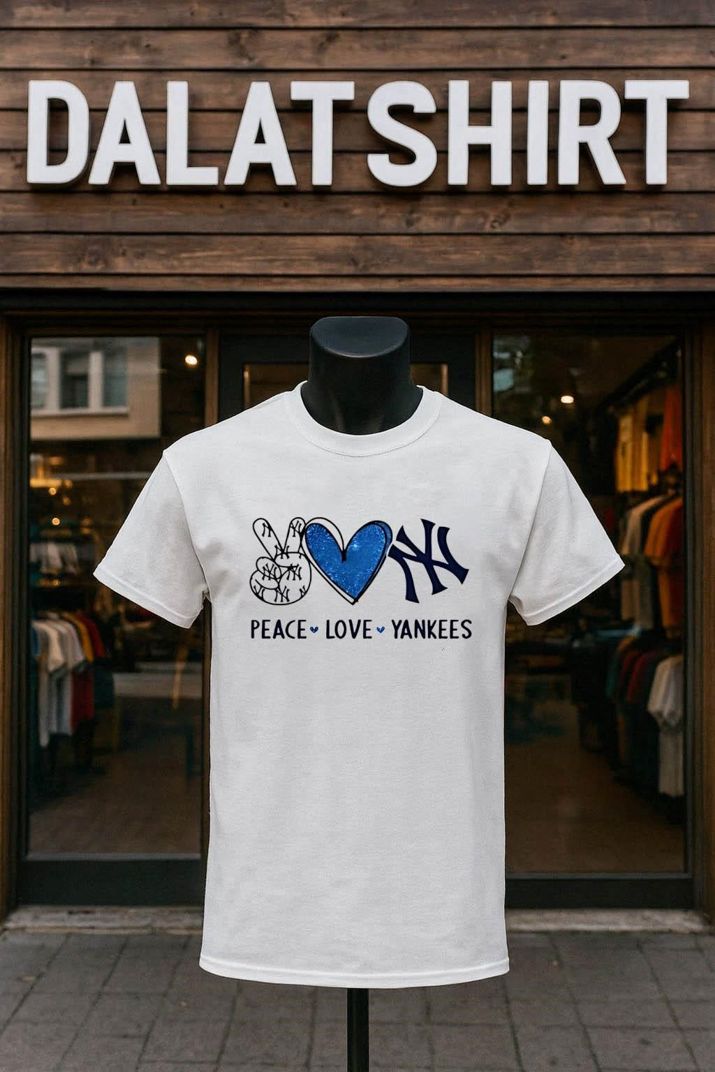 Peace Love Yankees New York Baseball Hand Heart Graphics shirt