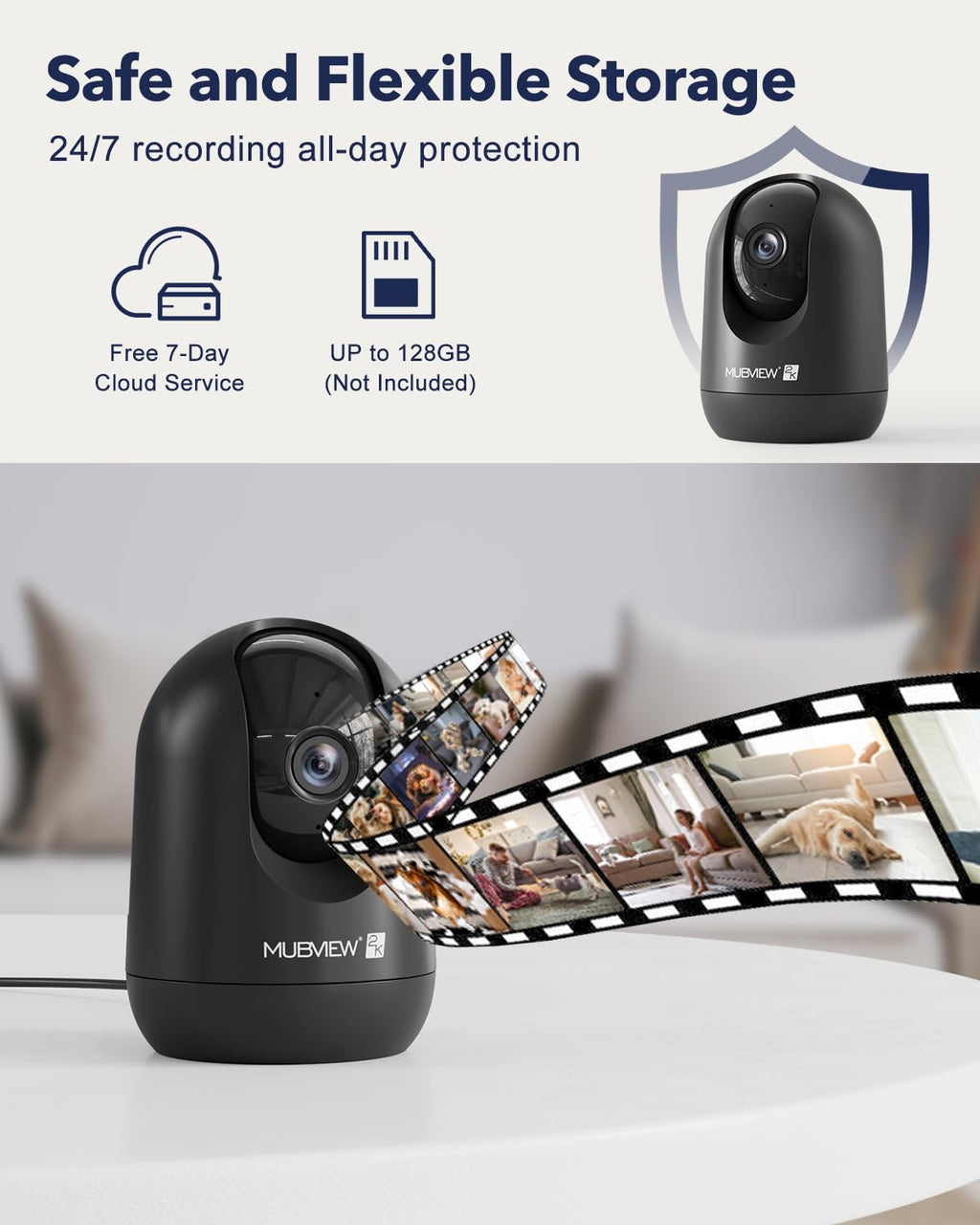 Indoor Security Camera 2K, Pet Camera with Phone App, WiFi Cameras for Home Security Camera for Dog/ Baby Monitor/Elder Pan Tilt, 5/2.4GHz, 24/7, 2-Way Talk, Human Detection, Motion Tracking, Cloud