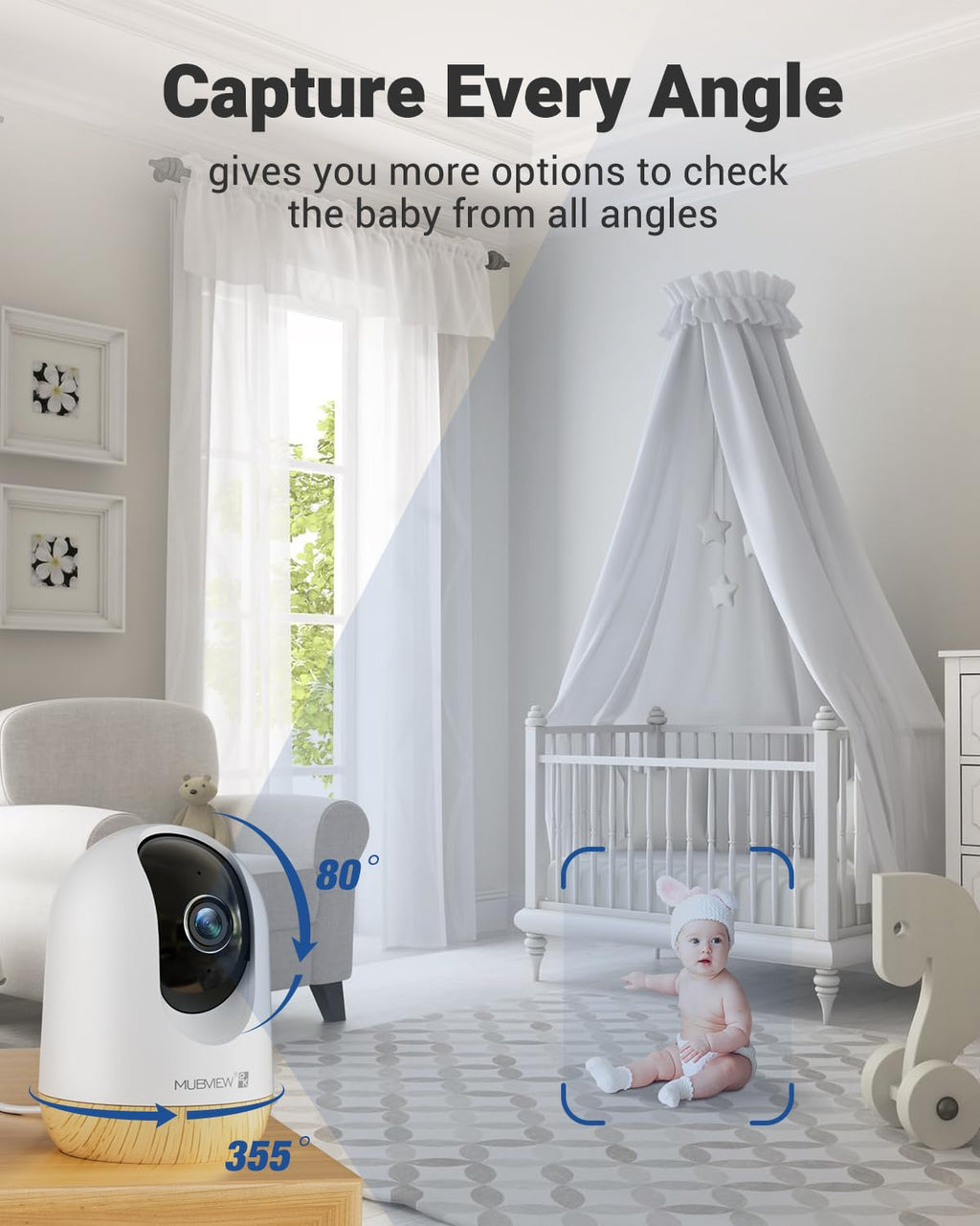 Indoor Security Camera 2K, Pet Camera with Phone App, WiFi Cameras for Home Security Camera for Dog/ Baby Monitor/Elder Pan Tilt, 5/2.4GHz, 24/7, 2-Way Talk, Human Detection, Motion Tracking, Cloud