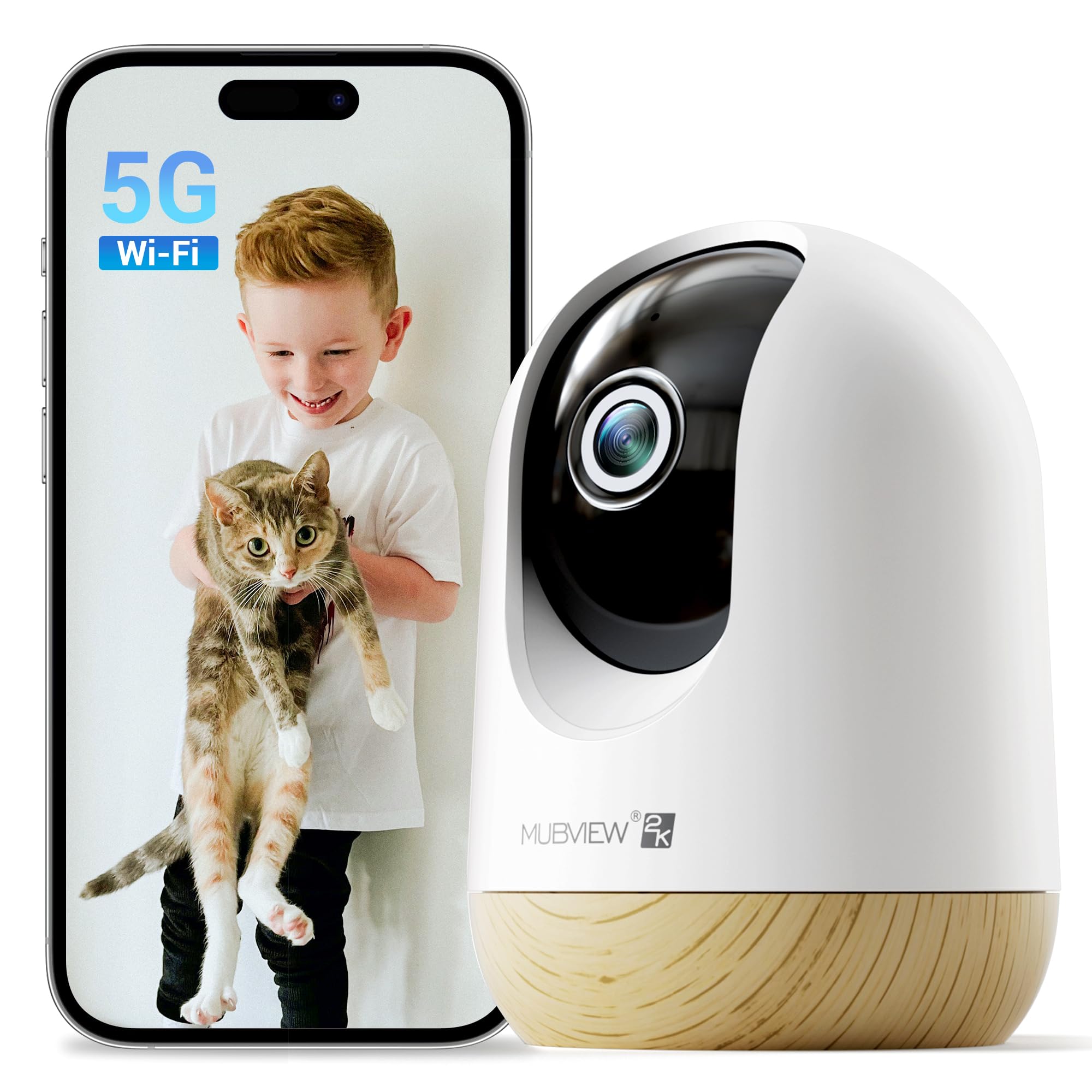 Indoor Security Camera 2K, Pet Camera with Phone App, WiFi Cameras for Home Security Camera for Dog/ Baby Monitor/Elder Pan Tilt, 5/2.4GHz, 24/7, 2-Way Talk, Human Detection, Motion Tracking, Cloud