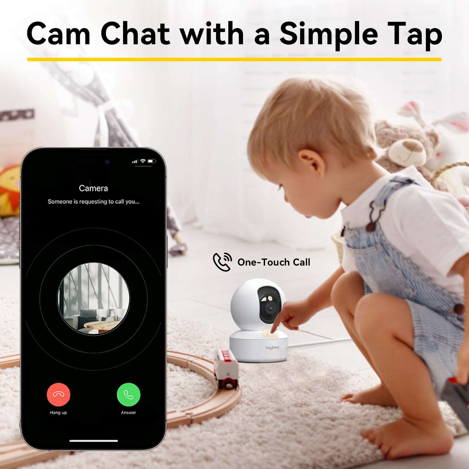 BoyKeep Indoor Camera - 2K Pet Camera, 5G/2.4GHz WiFi Cam for Baby Monitor with Phone App, 360° Pan & Tilt, 2-Way Audio, Color Night Vision, New for 2026 with 12s Free Cloud Storage