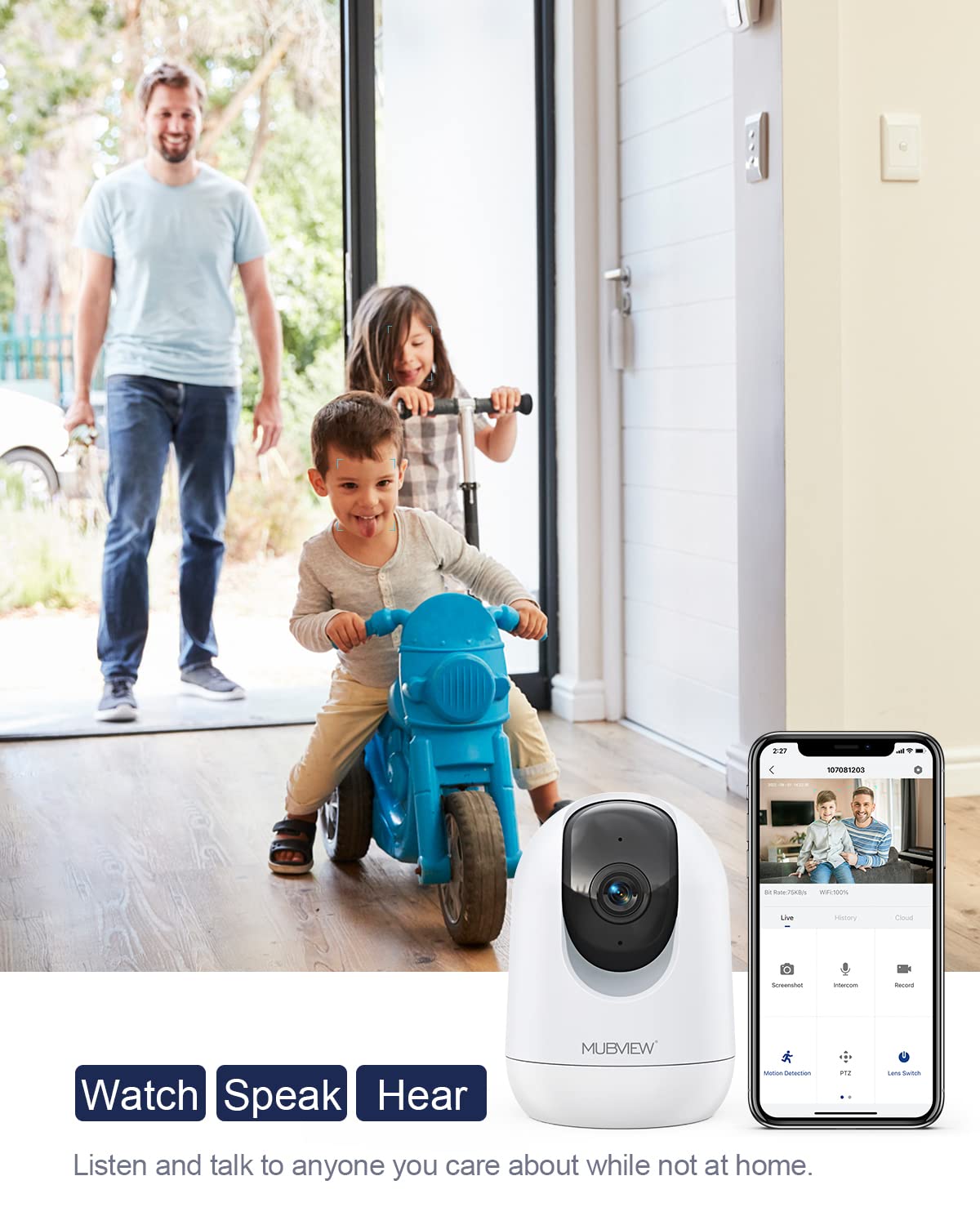 Indoor Security Camera 2K, Pet Camera with Phone App, WiFi Cameras for Home Security Camera for Dog/ Baby Monitor/Elder Pan Tilt, 5/2.4GHz, 24/7, 2-Way Talk, Human Detection, Motion Tracking, Cloud