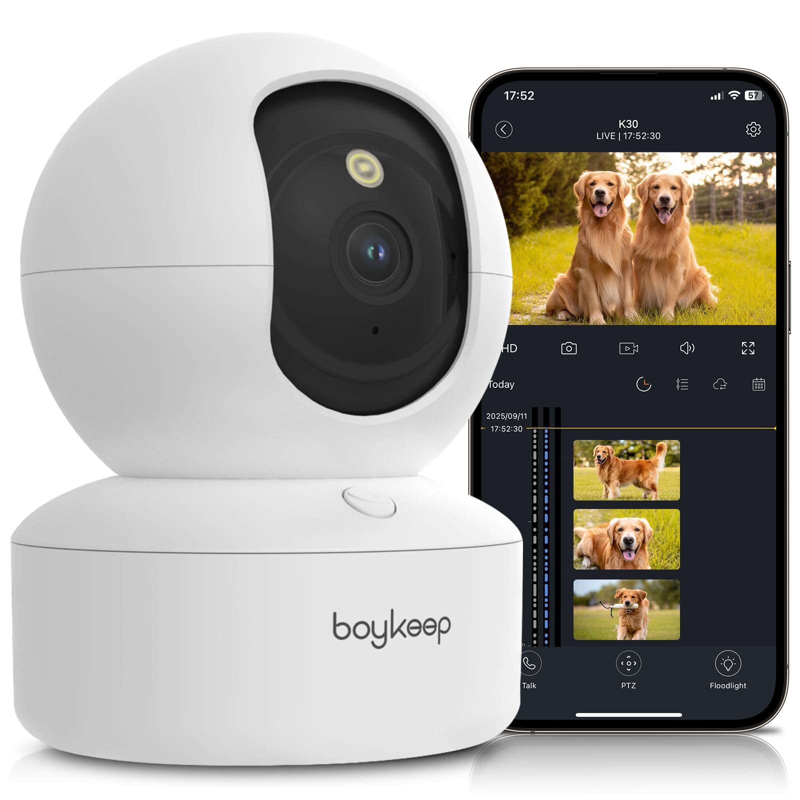 BoyKeep 2K Cameras for Home Security, 2-Pack Indoor Camera with Night Vision, Pet Camera Indoor with Phone App, Motion Detection, 2-Way Audio, Cloud/SD Card Storage, Compatible with Alexa