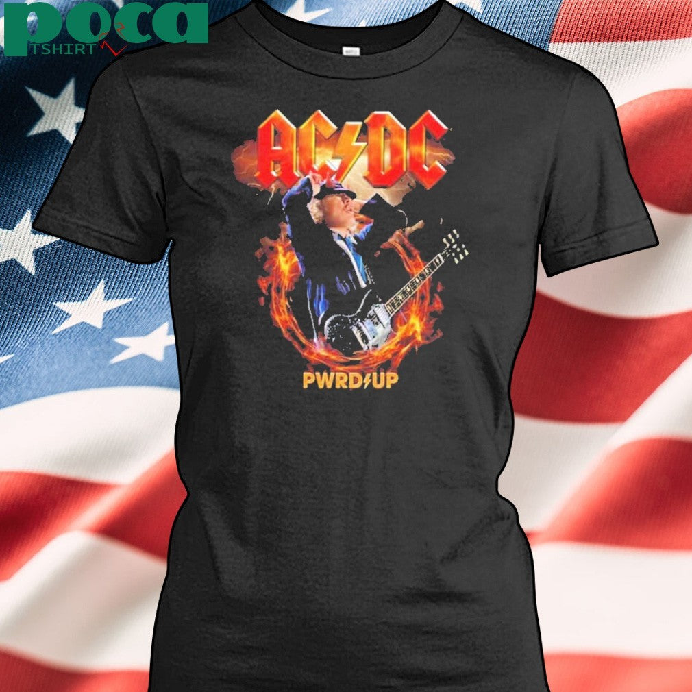 ACDC Angus Horns Merch Tee PWR UP EU Tour 2025 Start In Prague CZ Washed T-Shirt