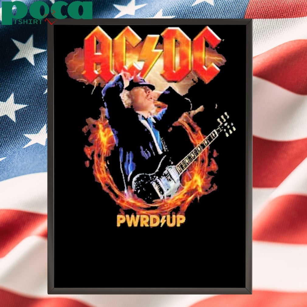 ACDC Angus Horns Merch Tee PWR UP EU Tour 2025 Start In Prague CZ Washed T-Shirt