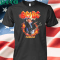 ACDC Angus Horns Merch Tee PWR UP EU Tour 2025 Start In Prague CZ Washed T-Shirt