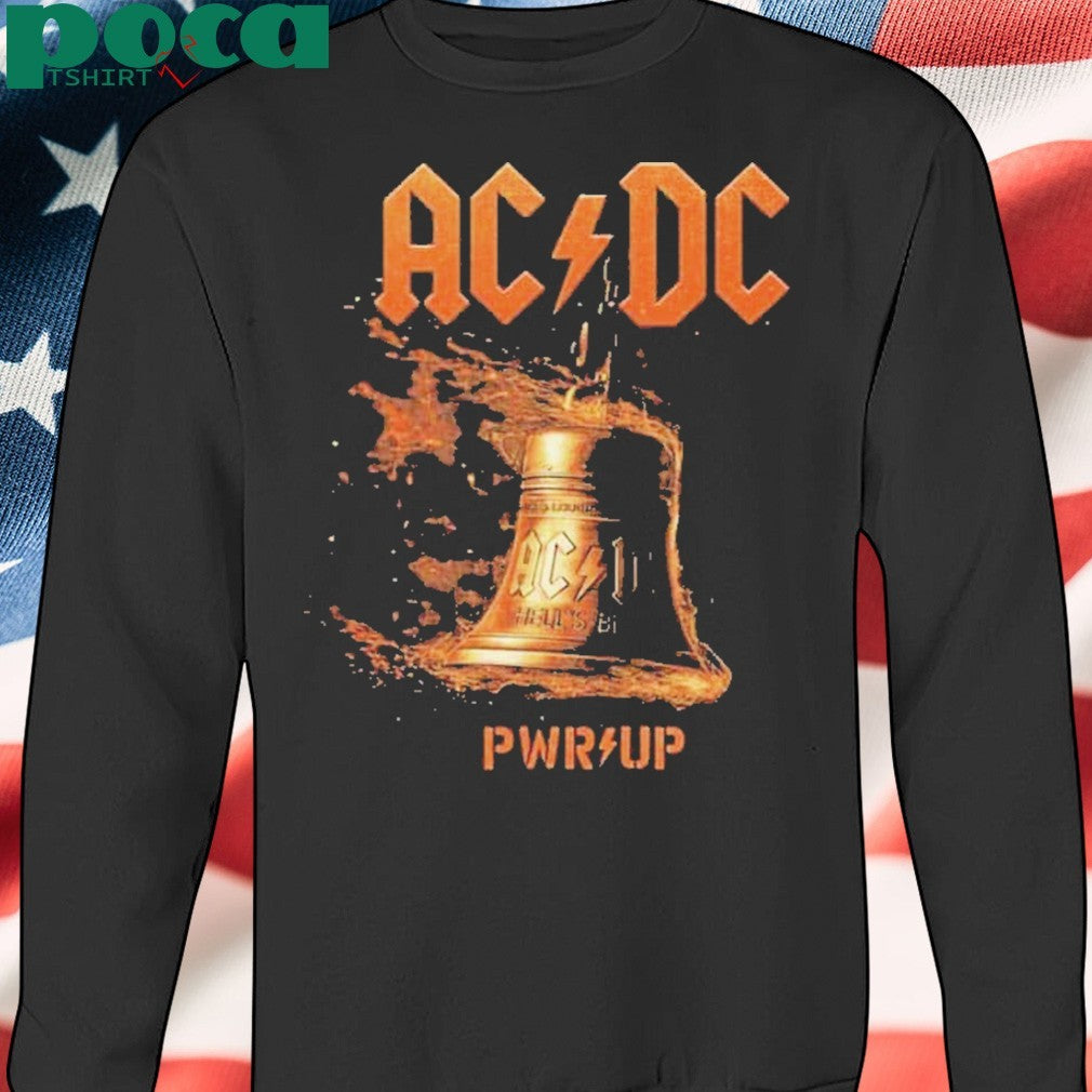 ACDC Hells Bells Lightning Tee PWR UP EU Tour 2025 Black Two Sided Print Unisex T-Shirt