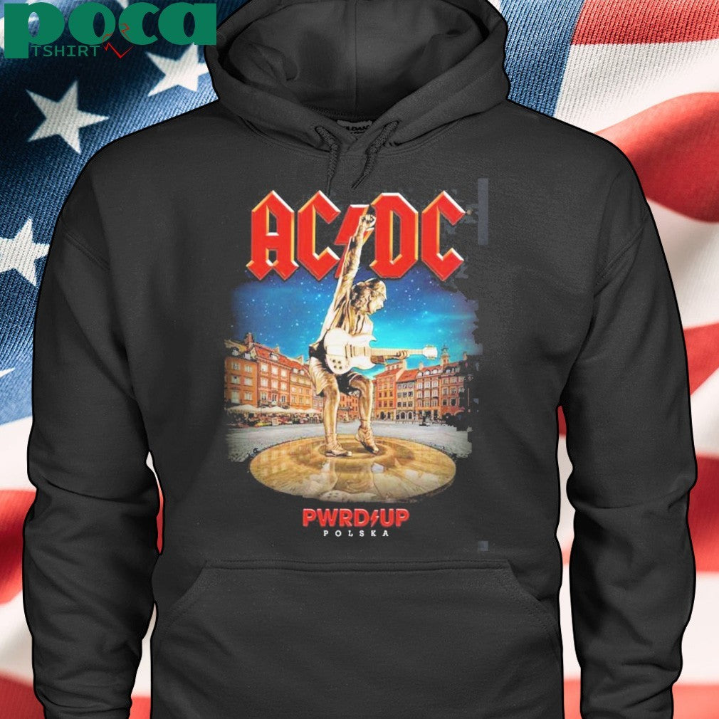 ACDC PWR Up Warsaw Polska 2025 Exclusive Merch Tee At PGE Narodowy On July 4 2025 Angus Young Statue Art shirt
