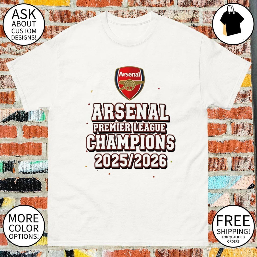 Arsenal FC Premier League Champions 2025 2026 logo shirt