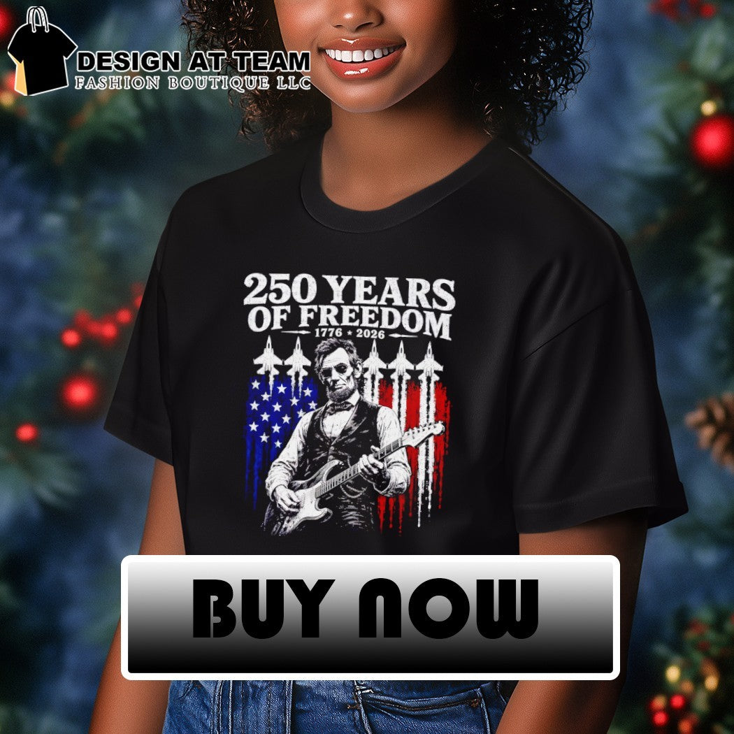 Abraham Lincoln playing electric guitar 4th of July USA 250th Anniversary shirt