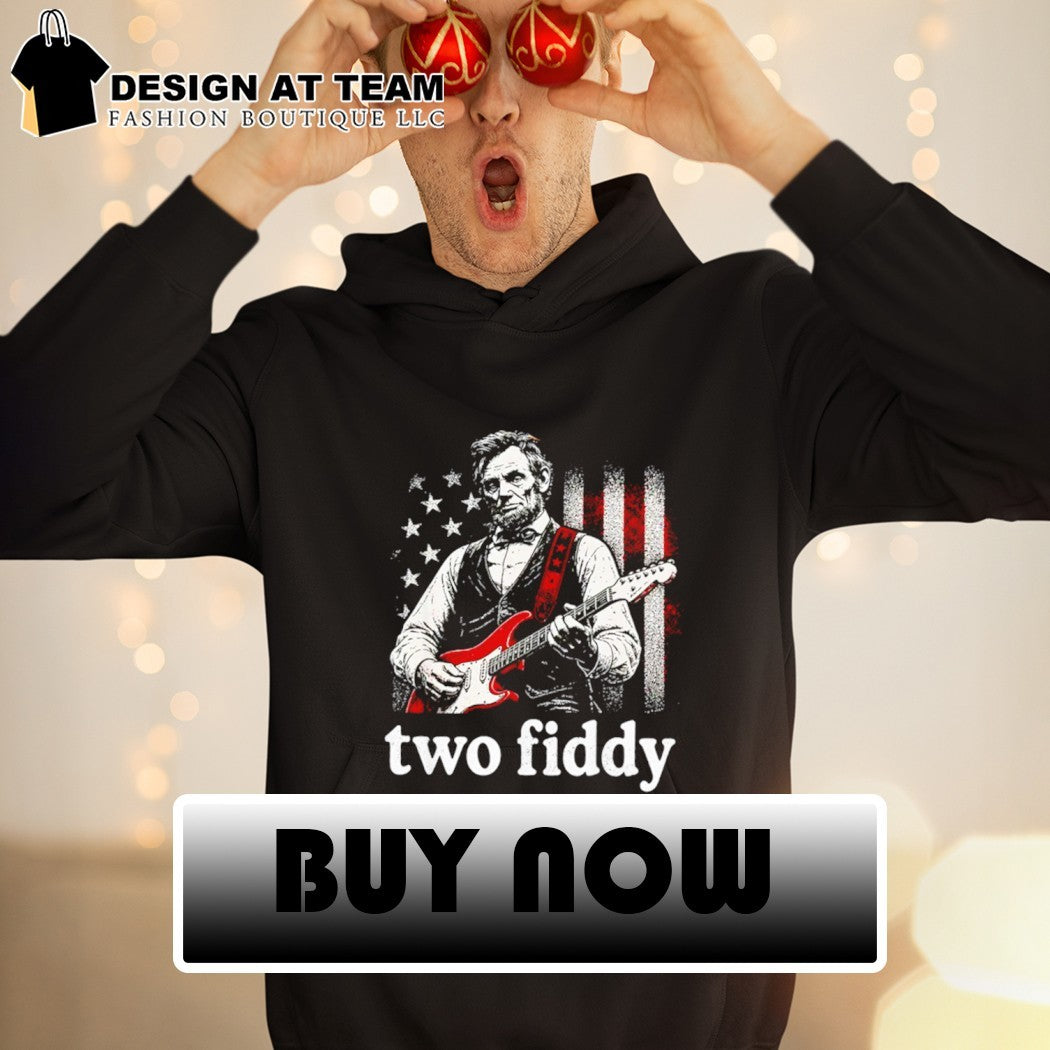Abraham Lincoln playing electric guitar American flag two fiddy shirt