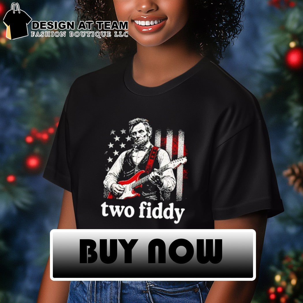 Abraham Lincoln playing electric guitar American flag two fiddy shirt