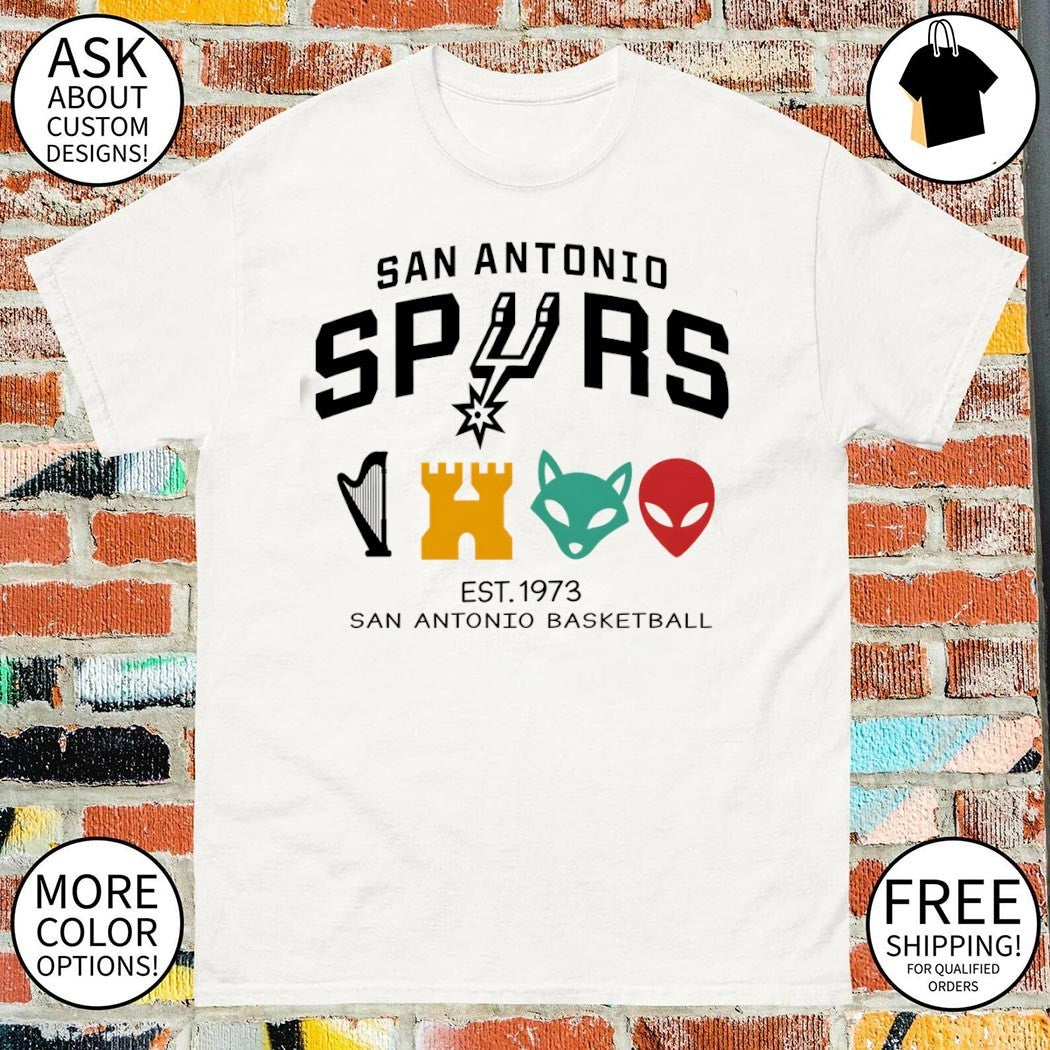 Alien Castle Engine Harp San Antonio Spurs Basketball NBA est 1973 shirt