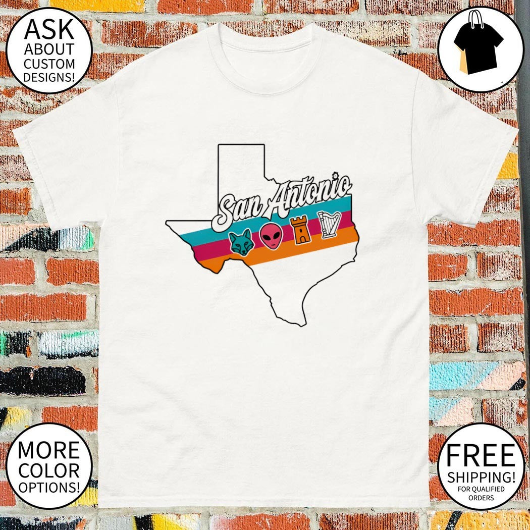 Alien Fox Castle Harp San Antonio Spurs Basketball Texas Map 2026 shirt
