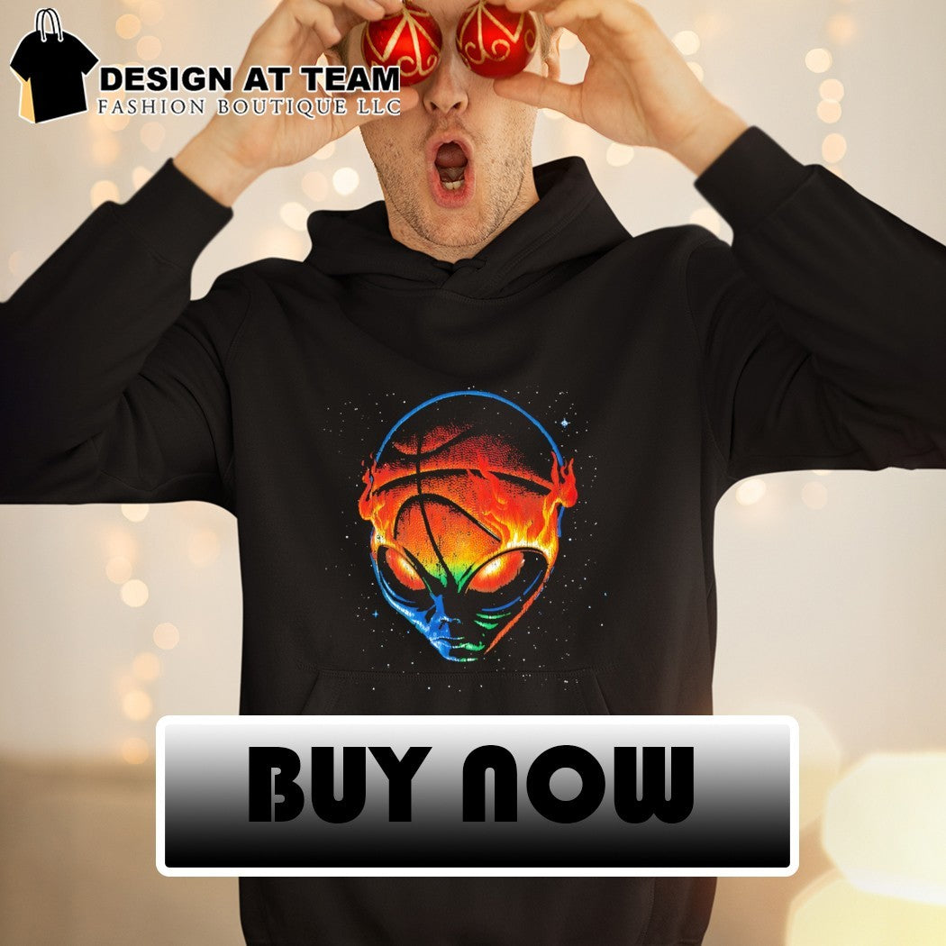Alien San Antonio Spurs basketball head with fire flames in space vintage shirt