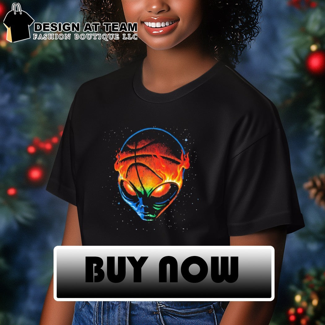 Alien San Antonio Spurs basketball head with fire flames in space vintage shirt