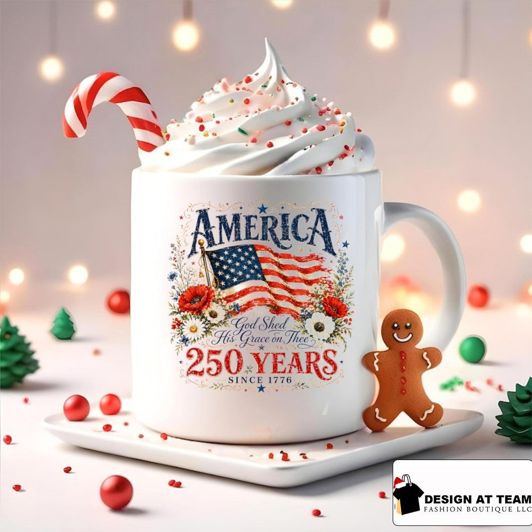 American Flag Floral Commemorative America God Shed His Grace On Thee 250 Years shirt