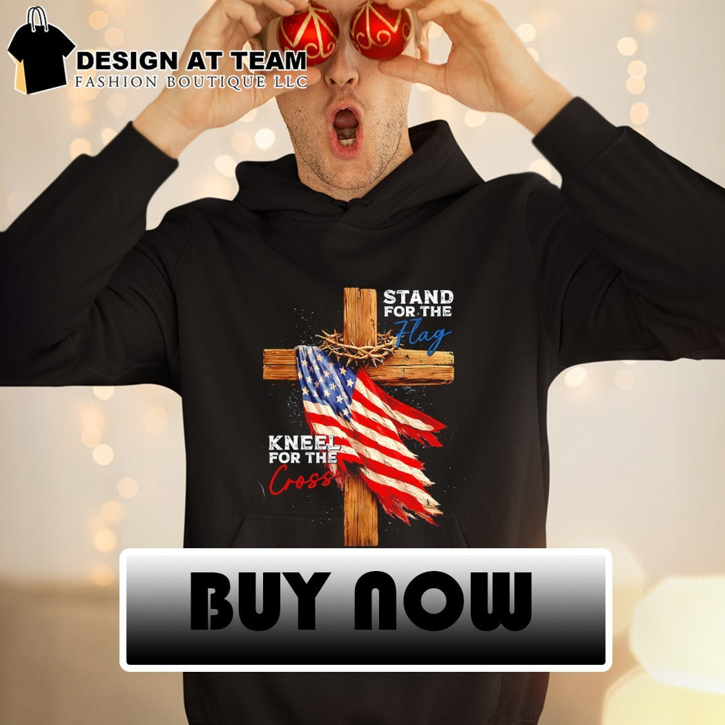 American Flag and Christian Cross Stand for the flag Kneel for the Cross shirt