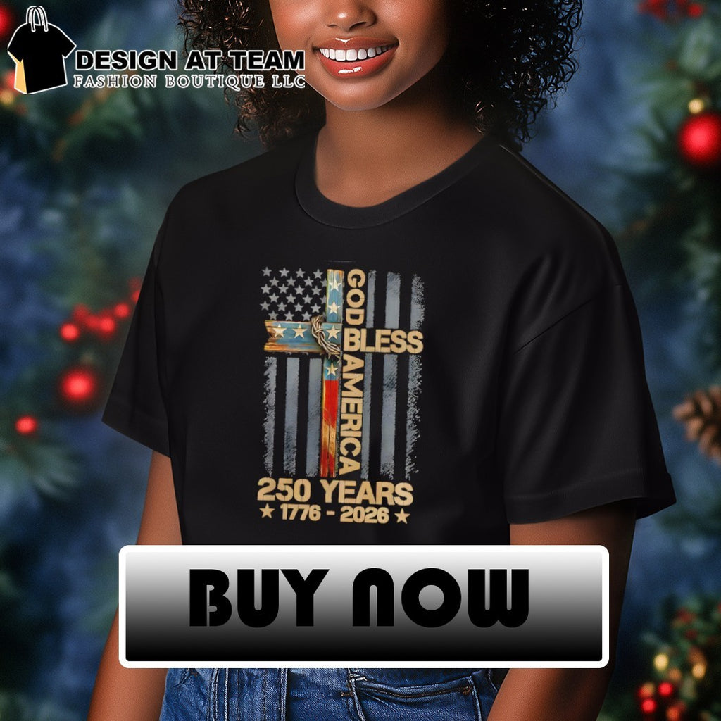 American flag Cross Christian God Bless America 250 Years 1776 2026 shirt