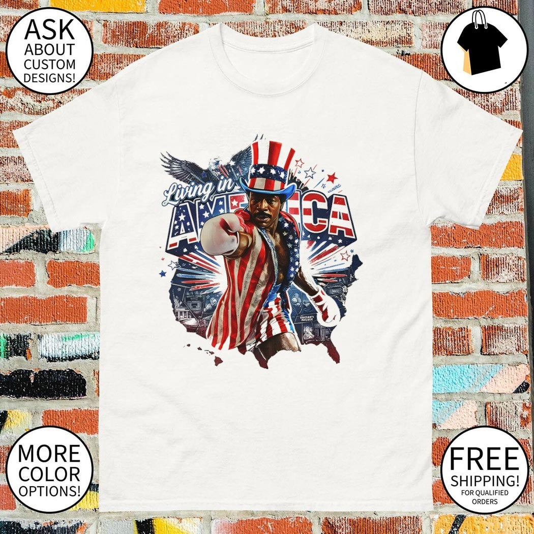 Apollo Creed Living In America Patriotic Boxing Fourth Of July Vintage shirt