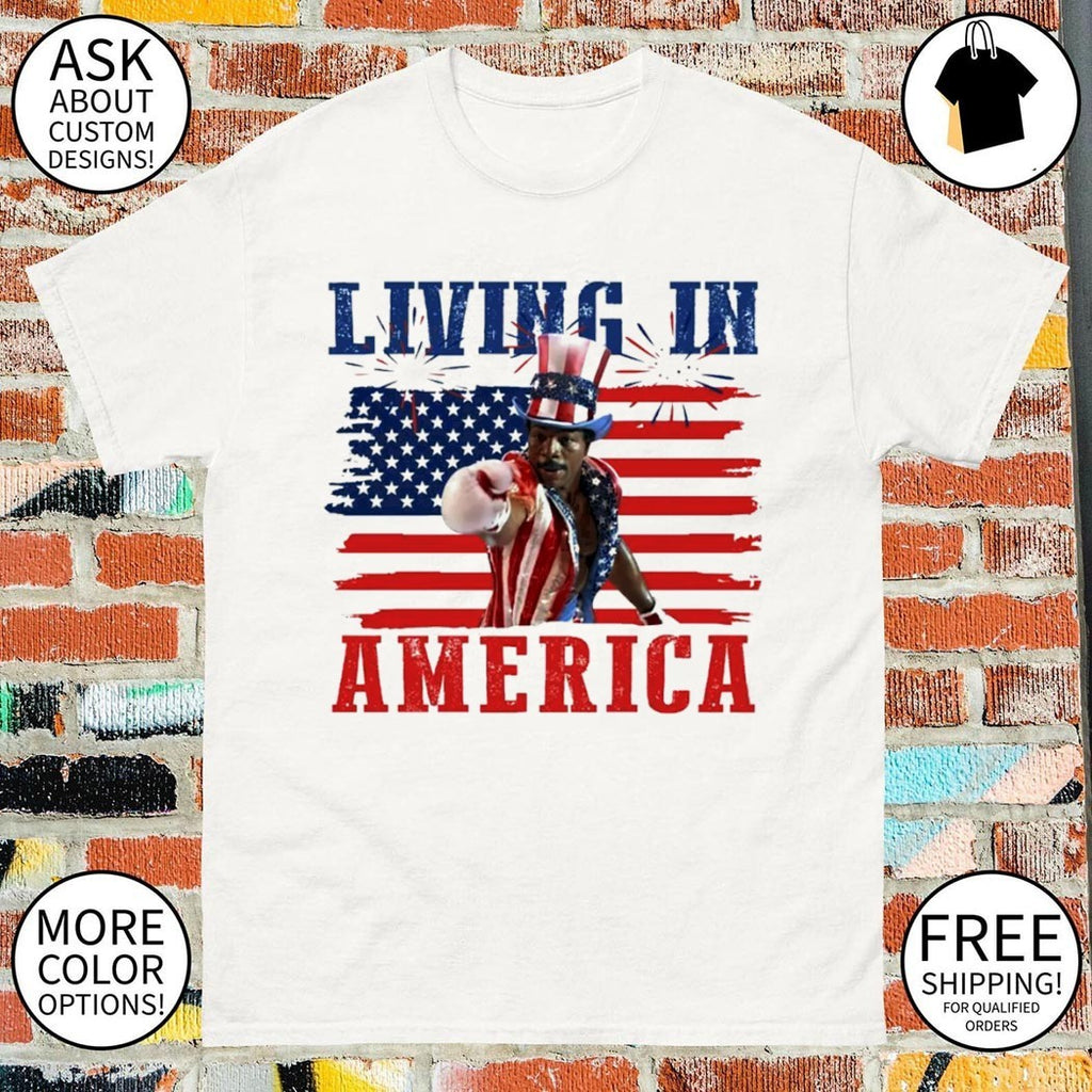 Apollo Creed Living In America retro USA 4th Of July shirt