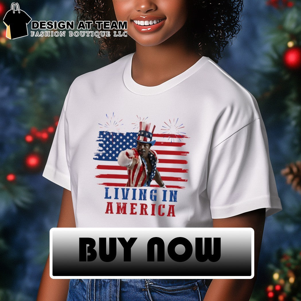 Apollo Creed Rocky x Uncle Sam Living in American flag 4th of July shirt
