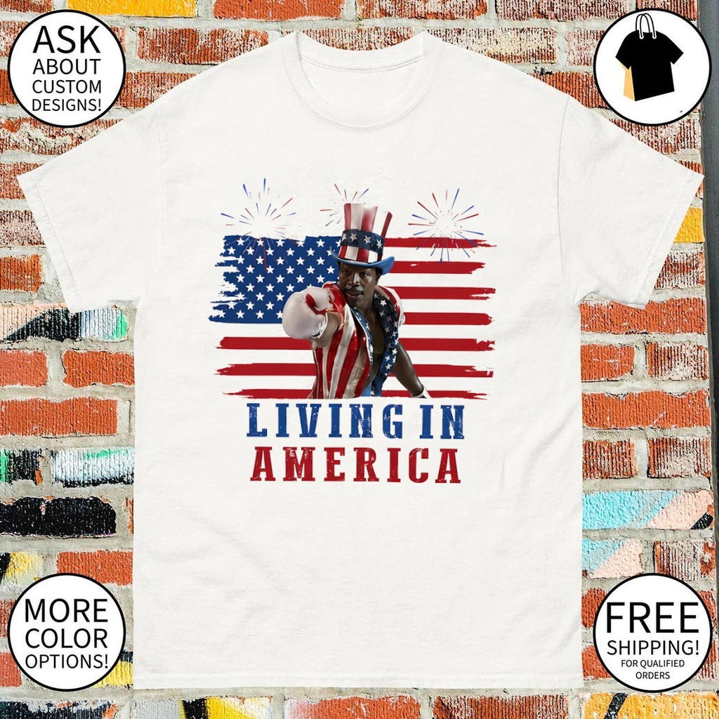 Apollo Creed Rocky x Uncle Sam Living in American flag 4th of July shirt