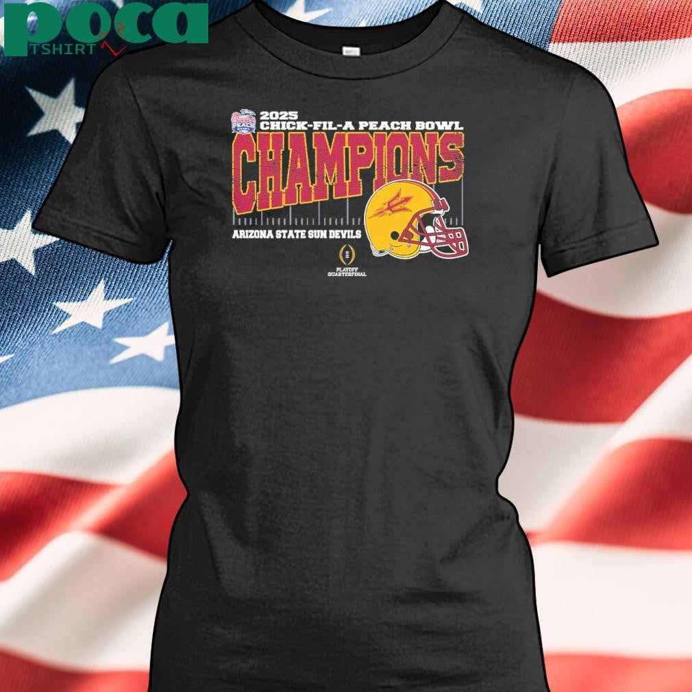 Arizona State Sun Devils 2025 Chick fil A Peach Bowl Champions College Football Playoff Quarterfinal Vintage Style With Helmet shirt