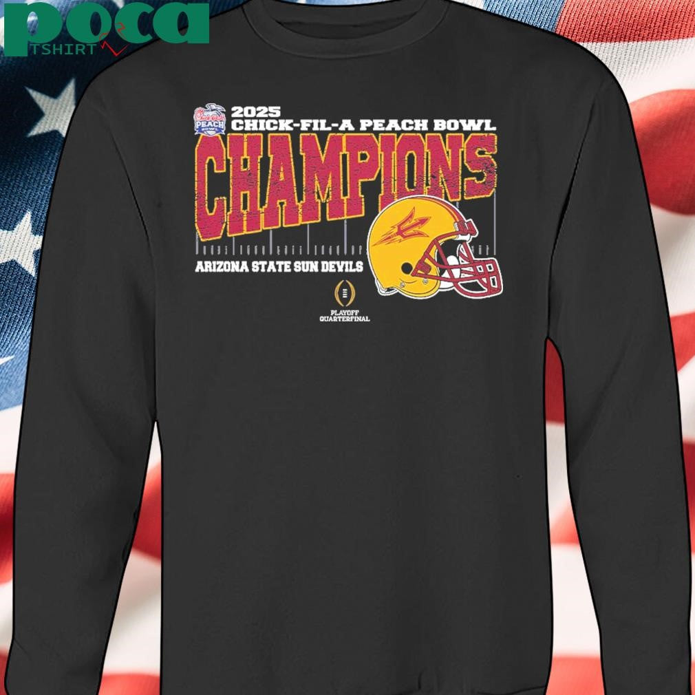 Arizona State Sun Devils 2025 Chick fil A Peach Bowl Champions College Football Playoff Quarterfinal Vintage Style With Helmet shirt