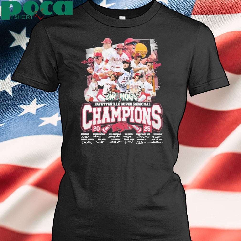 Arkansas Razorbacks Omahogs Fayetteville Super Regional Champions 2025 T-Shirt