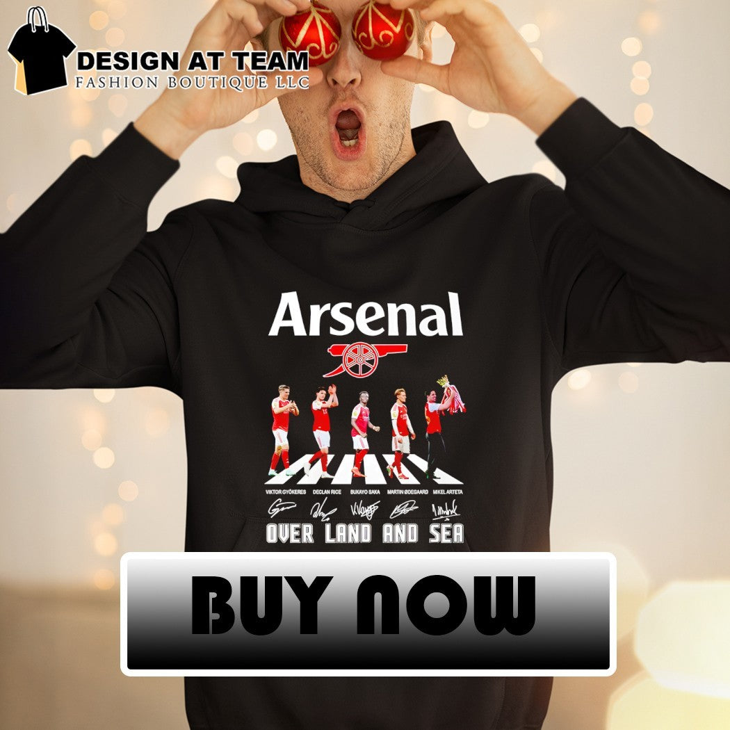 Arsenal Football Club Over Land And Sea Abbey Road signatures shirt