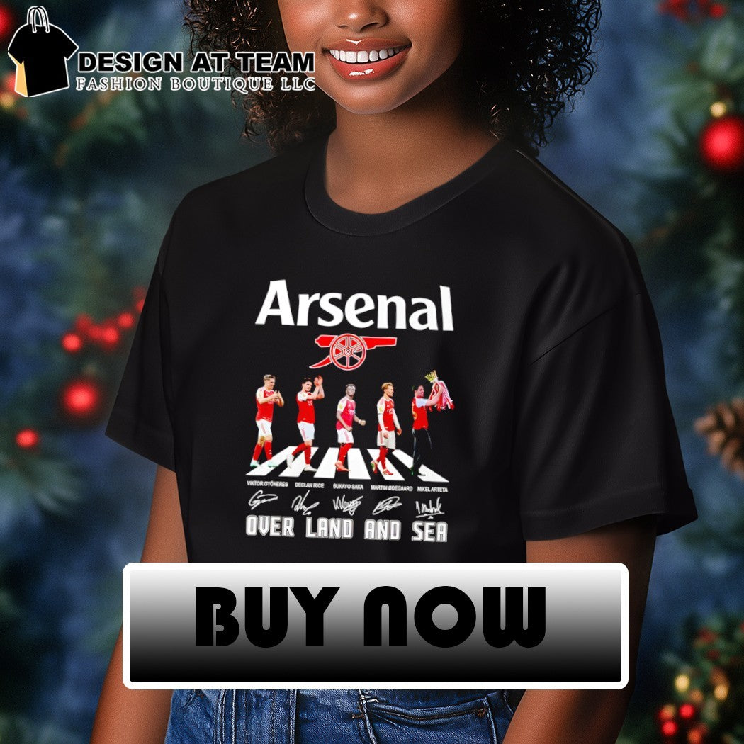 Arsenal Football Club Over Land And Sea Abbey Road signatures shirt