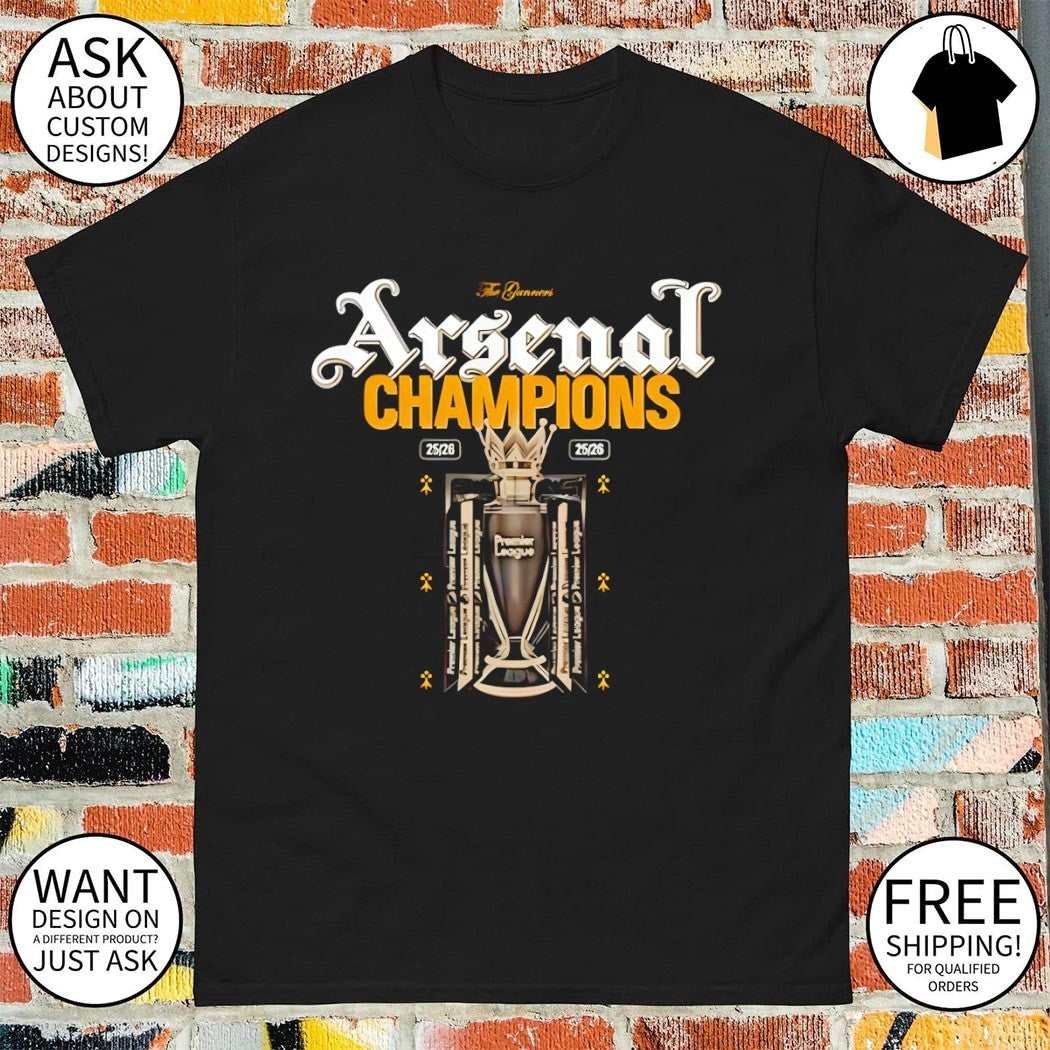 Arsenal Premier League Champions Trophy 25 26 logo shirt