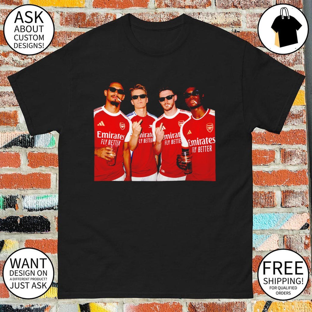 Arsenal Saka Odegard Middle Finger Photo Premier League Champions 2025 26 shirt