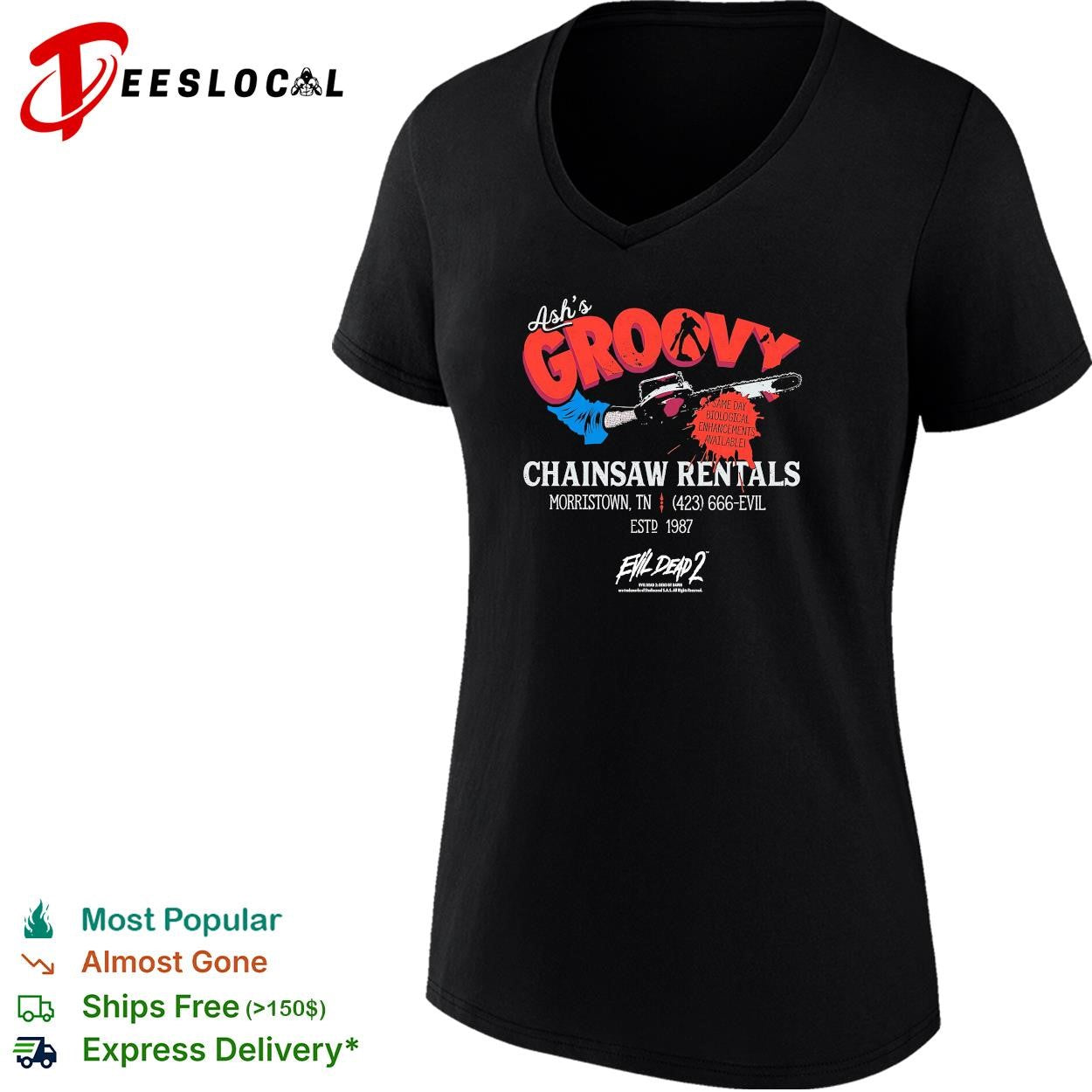Ash’s Groovy chainsaw rentals Evil Dead 2 shirt