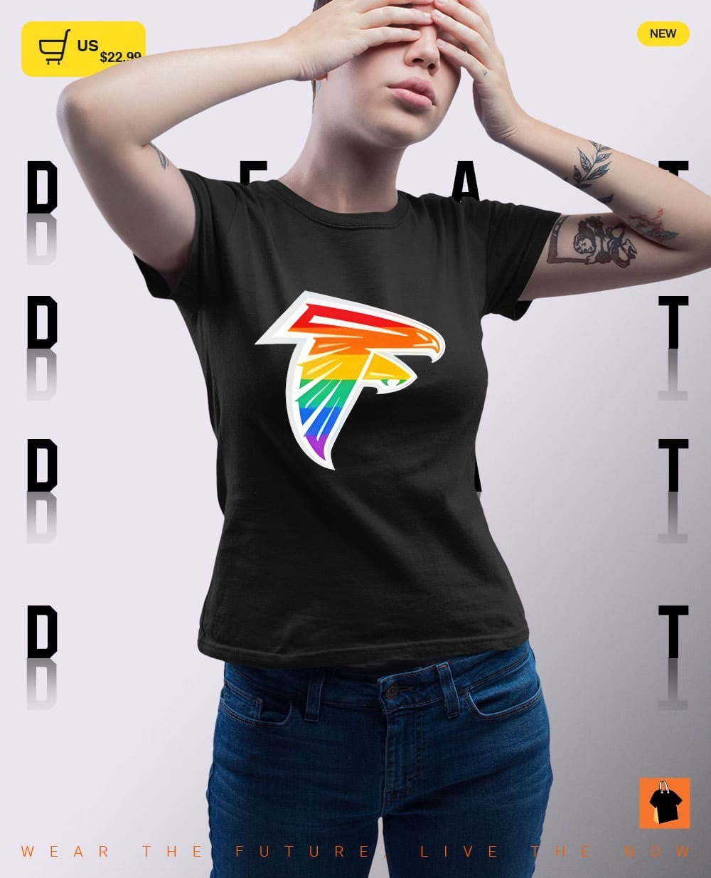 Atlanta Falcons rainbow sports team logo pride apparel for men women fan shirt