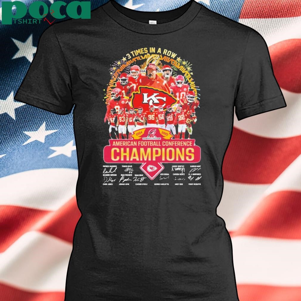 Authorized 3 Times In A Row American Football Conference Champions Kansas City Chiefs Shirt