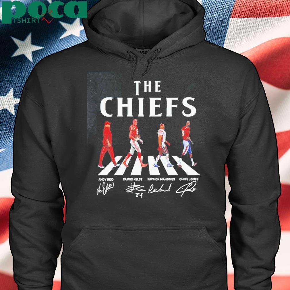 Authorized Chiefs Walking Abbey Road Andy Reid Travis Kelce Patrick Mahomes Chris Jones Signatures Shirt