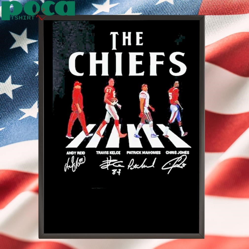 Authorized Chiefs Walking Abbey Road Andy Reid Travis Kelce Patrick Mahomes Chris Jones Signatures Shirt