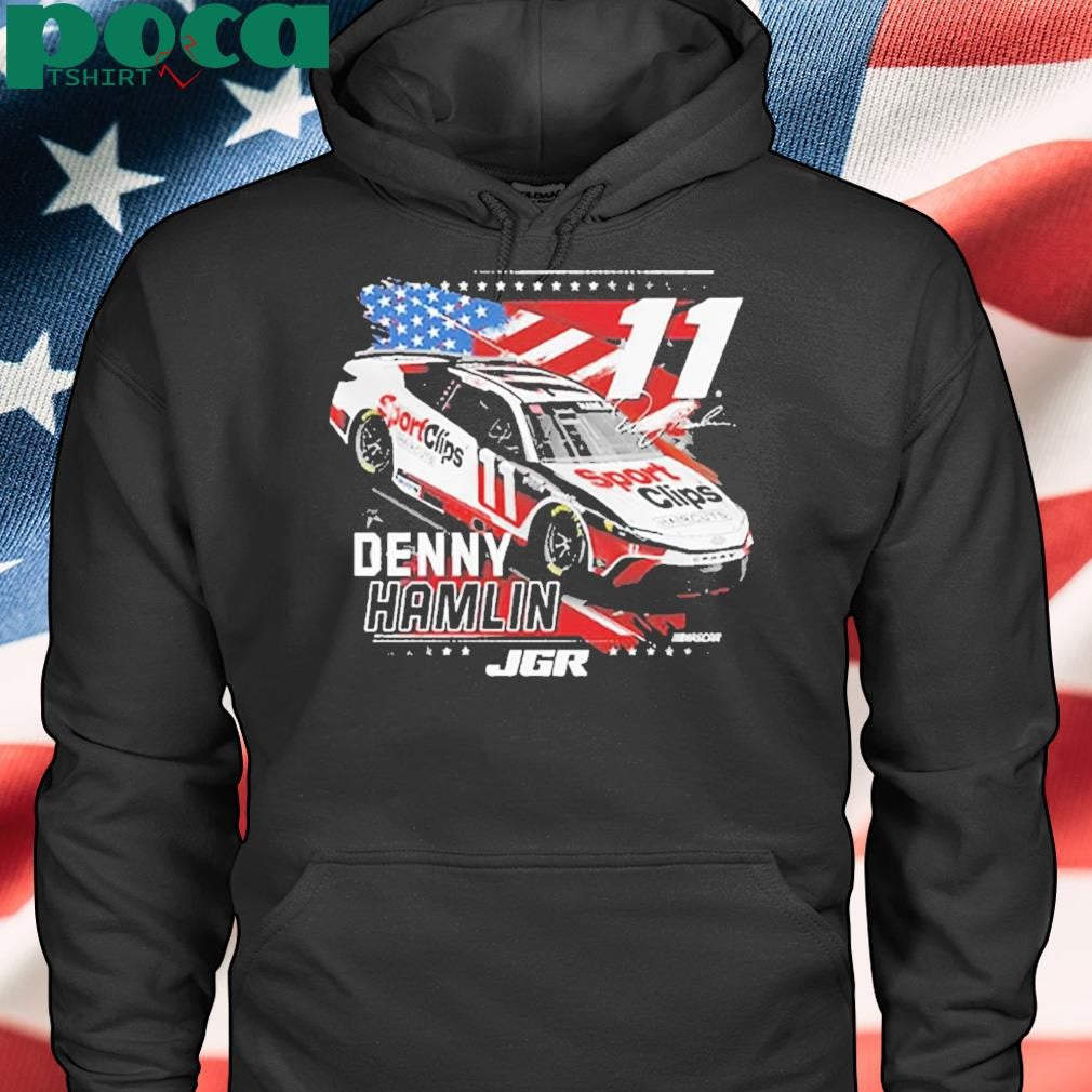 Authorized Denny Hamlin Joe Gibbs Racing Team Collection Patriotic Car T-shirt