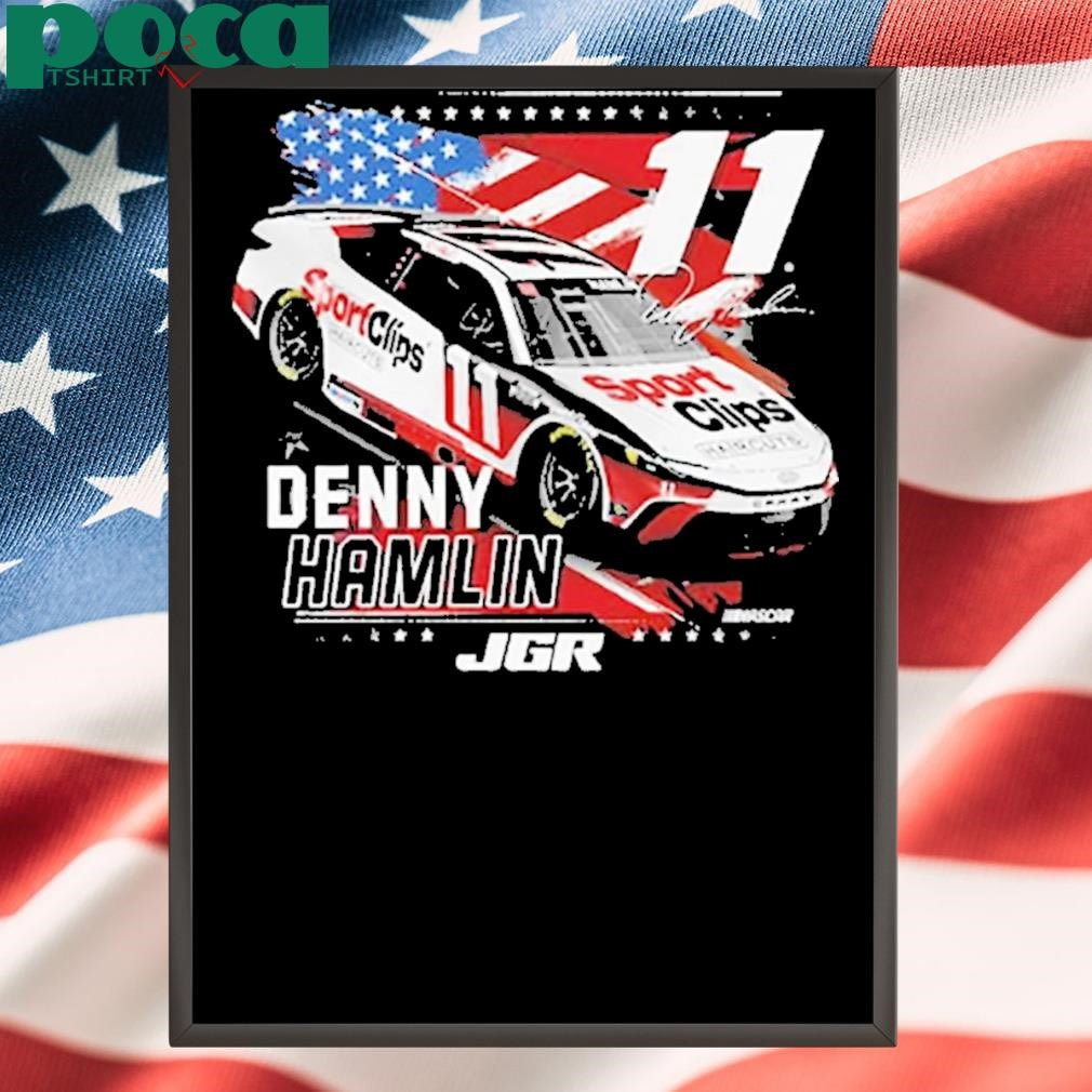 Authorized Denny Hamlin Joe Gibbs Racing Team Collection Patriotic Car T-shirt
