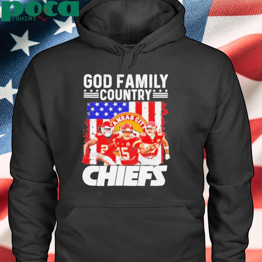 Authorized Kansas City Chiefs Patrick Mahomes god family country Chiefs signatures shirt