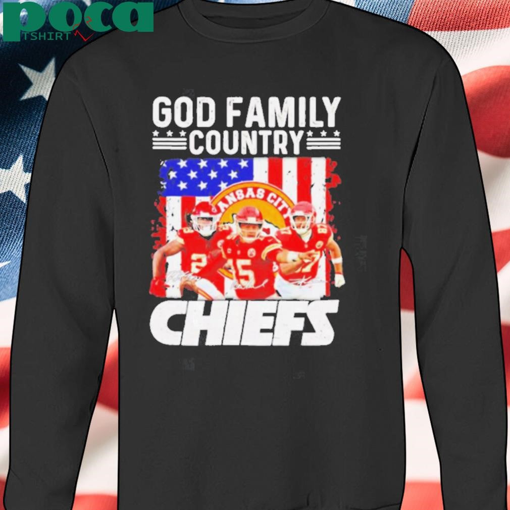 Authorized Kansas City Chiefs Patrick Mahomes god family country Chiefs signatures shirt