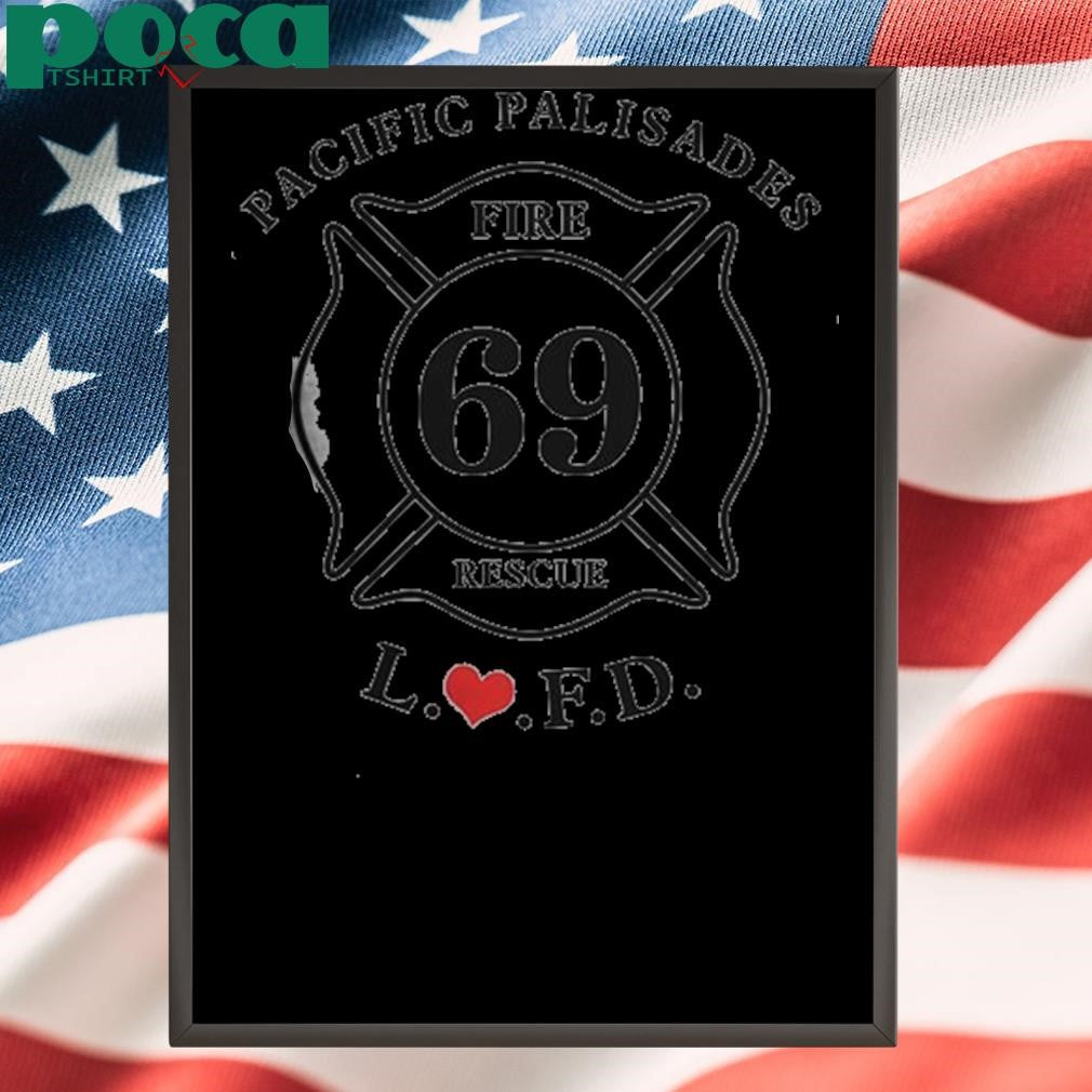 Authorized Men’s Retro LAFD Fire Station 69 Pacific Palisades Print T-Shirt