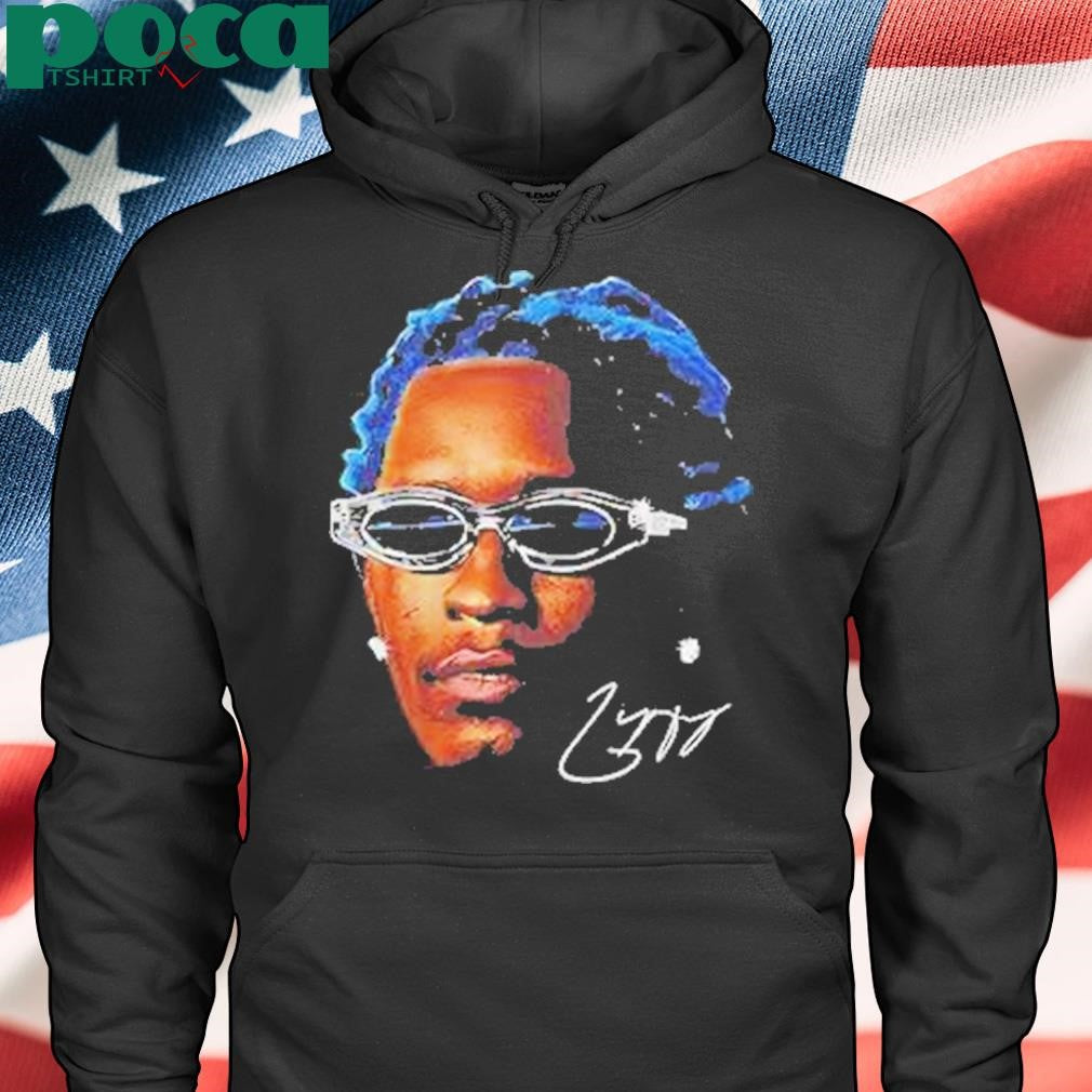 Authorized Thugger Big Face Blue Hair Vintage Rapper Graphic Shirt