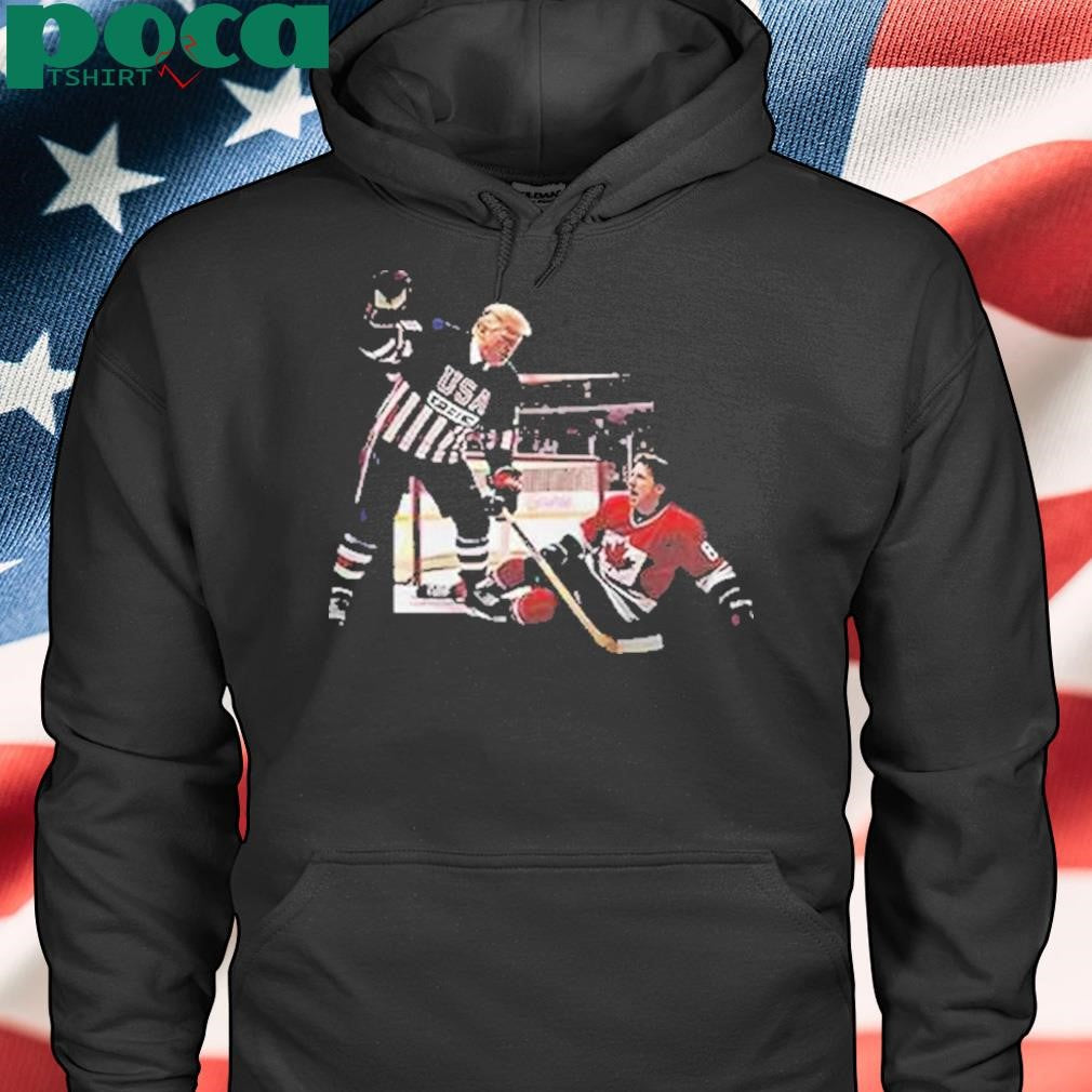 Authorized Trump Defeating Justin Trudeau Funny Hockey Shirt