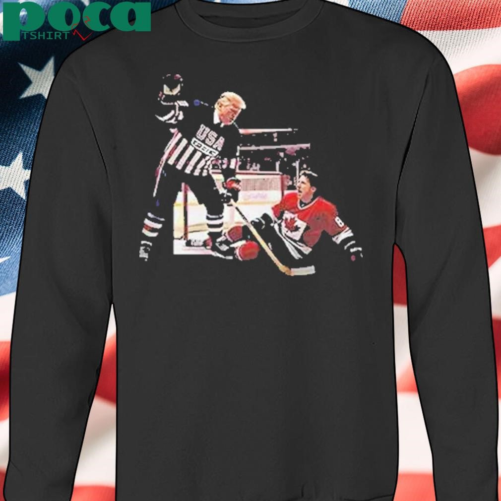 Authorized Trump Defeating Justin Trudeau Funny Hockey Shirt
