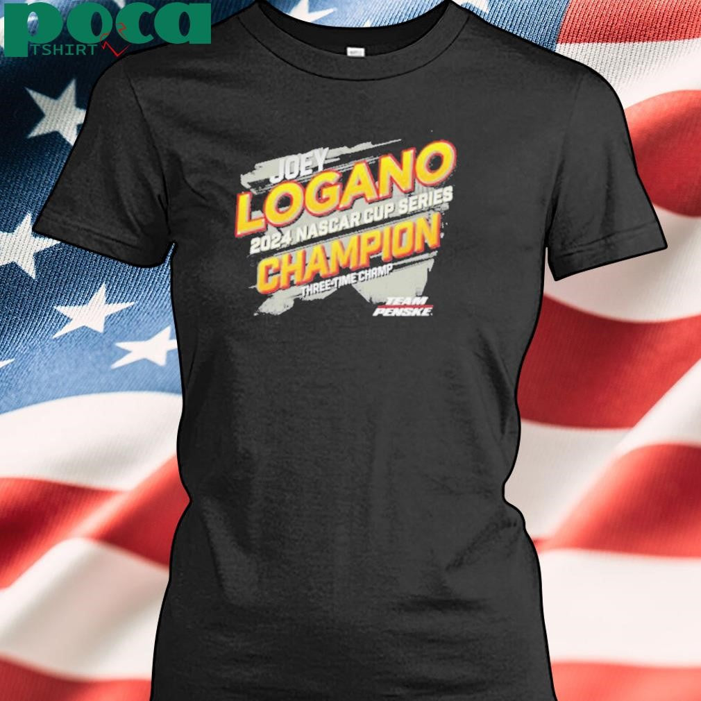 Authorized Women’s Team Penske Black Joey Logano 2024 NASCAR Cup Series Champion Vintage V Neck T Shirt