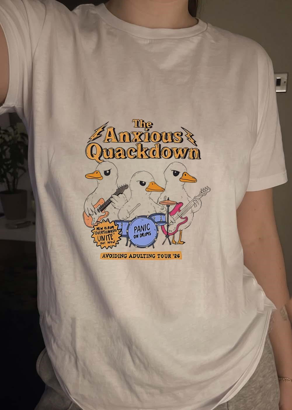 Avoiding Adulting Tour 26 The Anxious Quackdown Overthinkers Unite T-Shirt